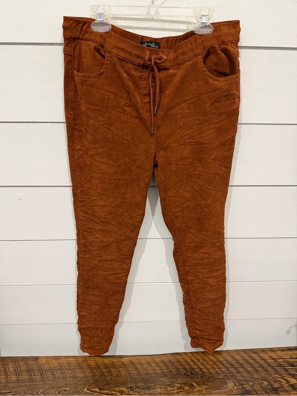 CHARLIE B Women's Rust Drawstring Jogger Pants